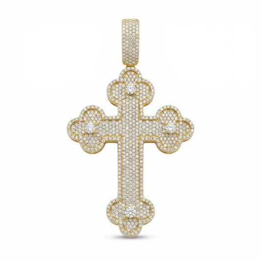 VVS Moissanite Flower Setting Cross Pendant