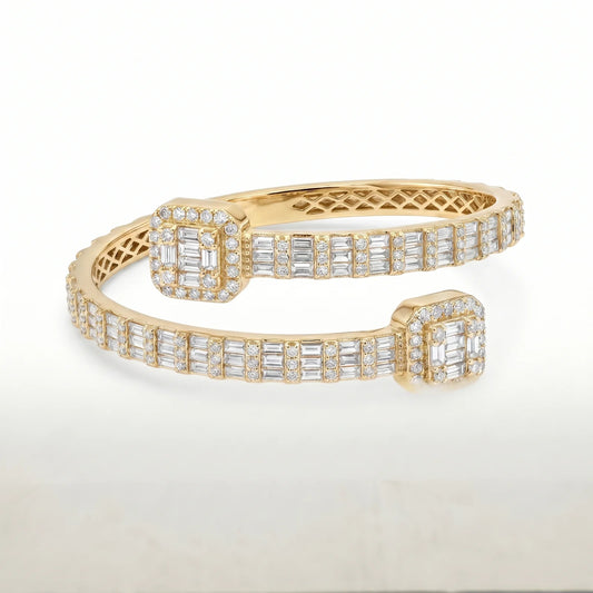 VVS Moissanite Square Set Emerald Cut Bangle