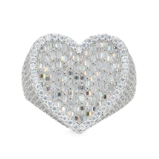 VVS Moissanite Baguette Heart Ring