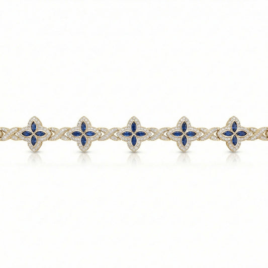 VVS Moissanite Blue Clover Infinity Link Bracelet