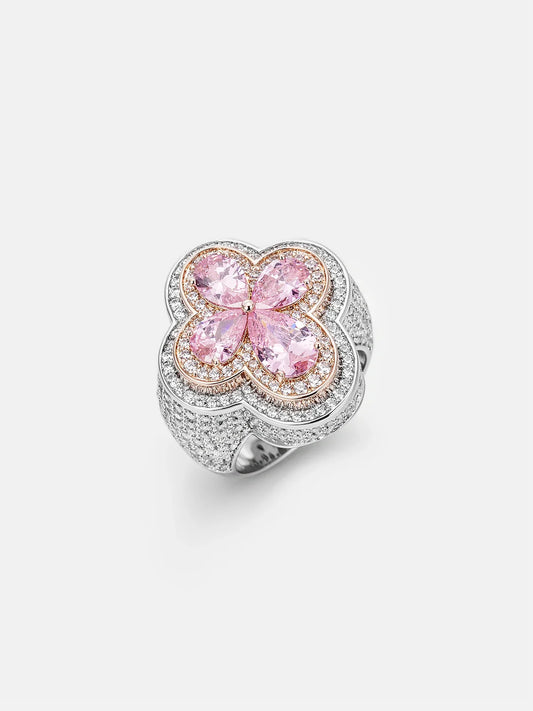 VVS Pink Gemstone Four Leaf Clover Ring
