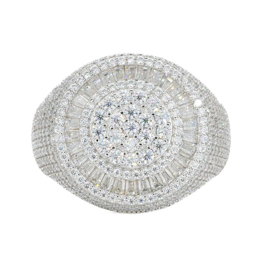 VVS Moissanite Baguette Round Face Ring