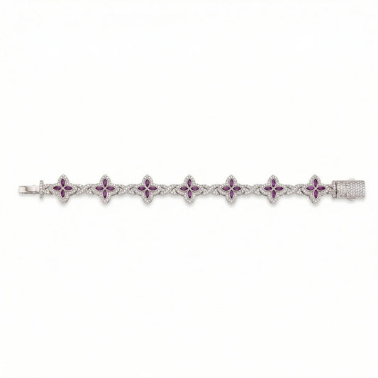 VVS Moissanite Red Clover Infinity Link Bracelet