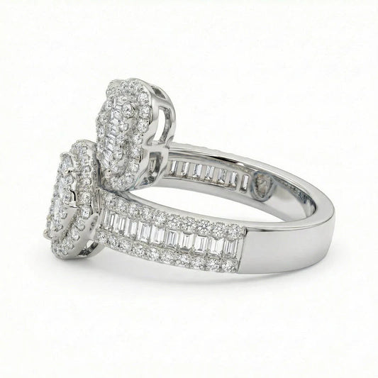 VVS Moissanite Heart Shaped Baguette Ring