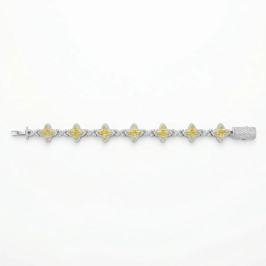 VVS Moissanite Yellow Clover Link Bracelet