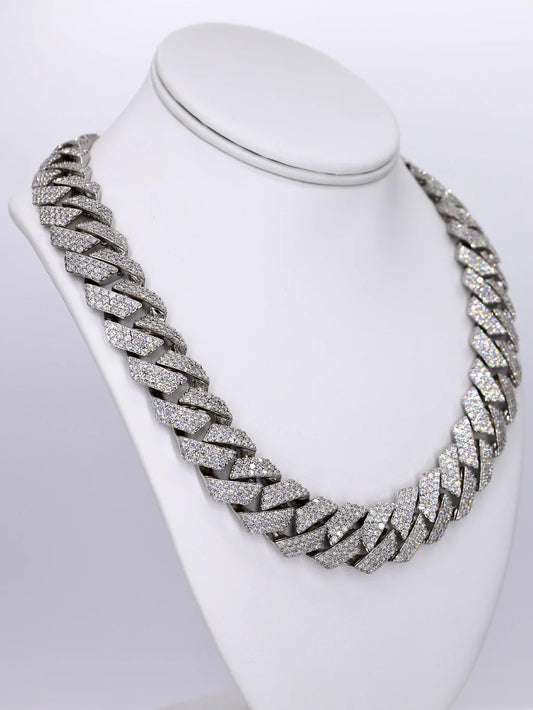 18mm VVS Moissanite 3 Row Cuban Chain - 24”