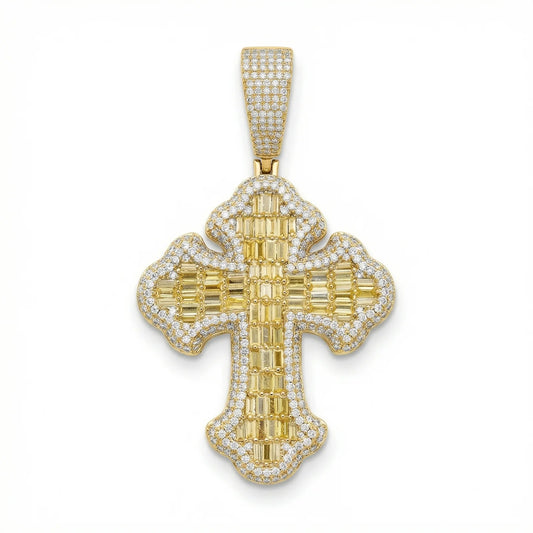 VVS Moissanite Baguette Cut Cross Pendant
