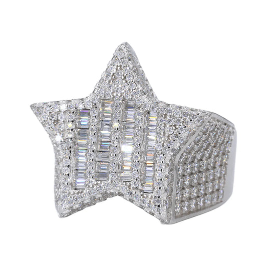 VVS Moissanite Baguette Star Ring