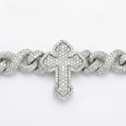 VVS Moissanite Triple Cross Infinity Cuban Link Bracelet