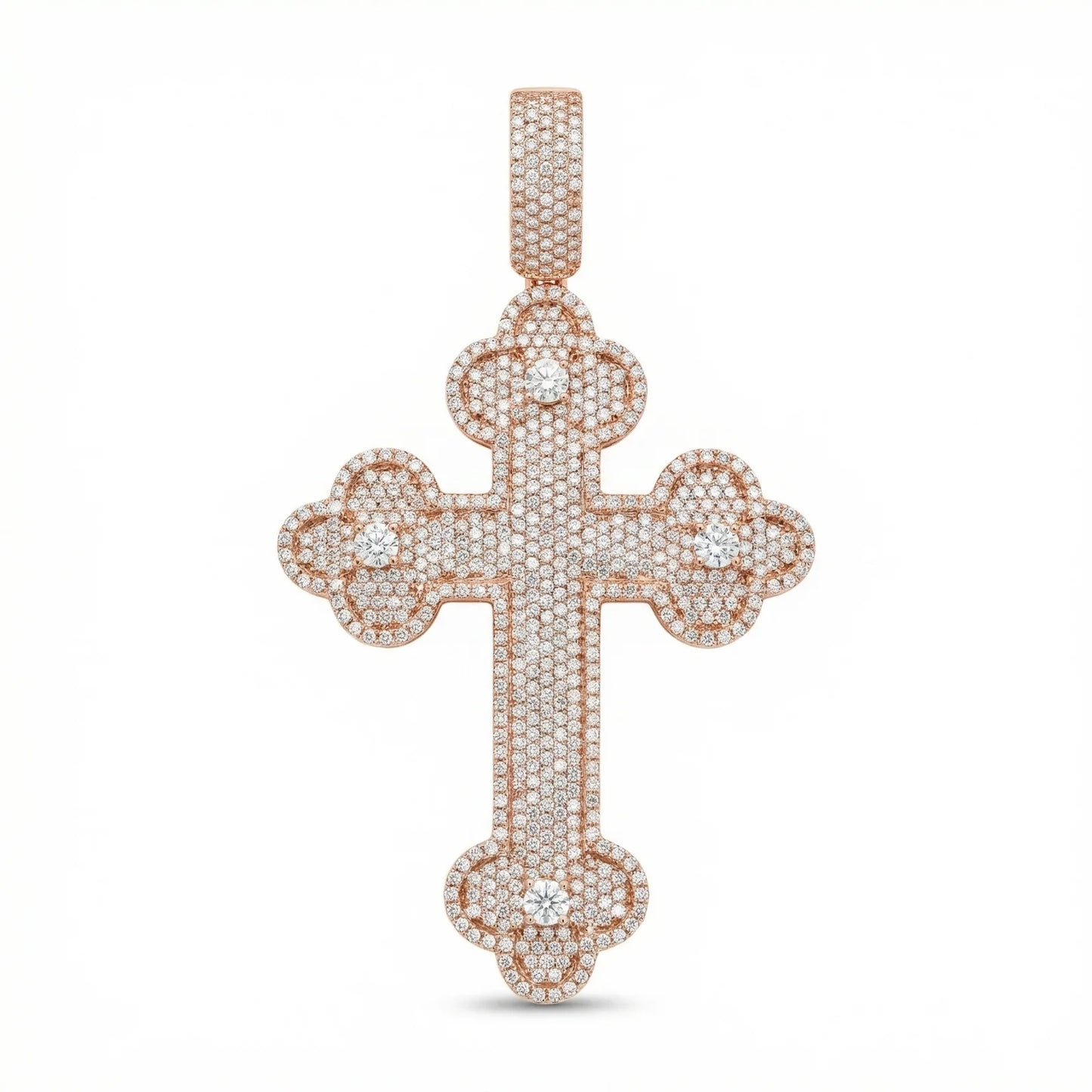 VVS Moissanite Flower Setting Cross Pendant