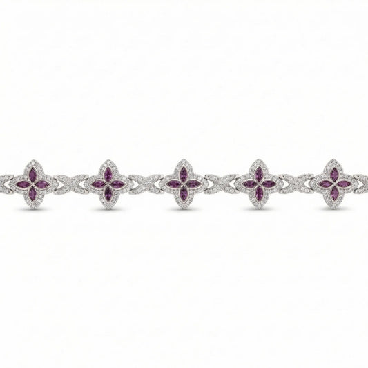 VVS Moissanite Red Clover Infinity Link Bracelet