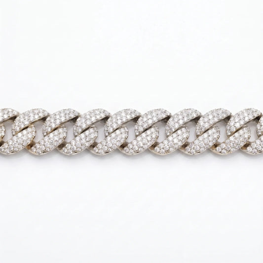 VVS Moissanite 10mm Flower Setting Cuban Link Bracelet