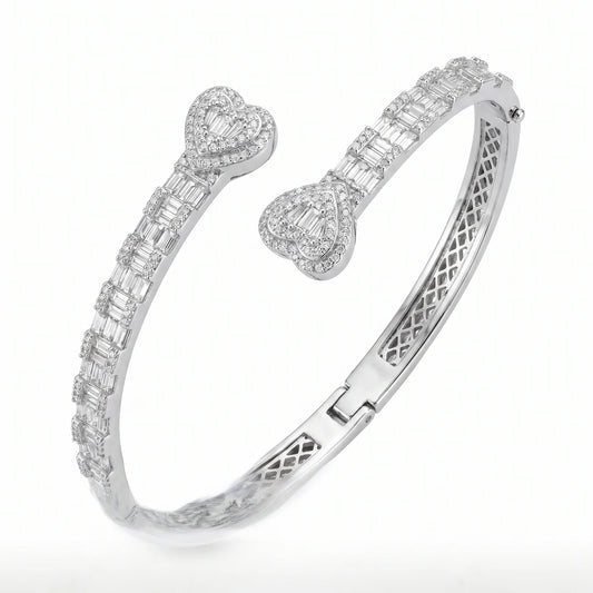 VVS Moissanite Heart Emerald Cut Bangle