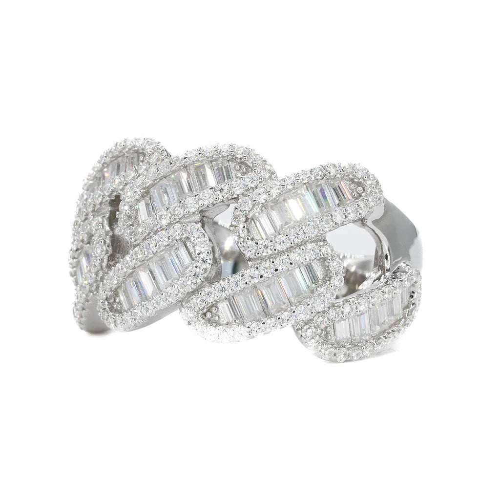 VVS Moissanite Miami Baguette Cuban Ring