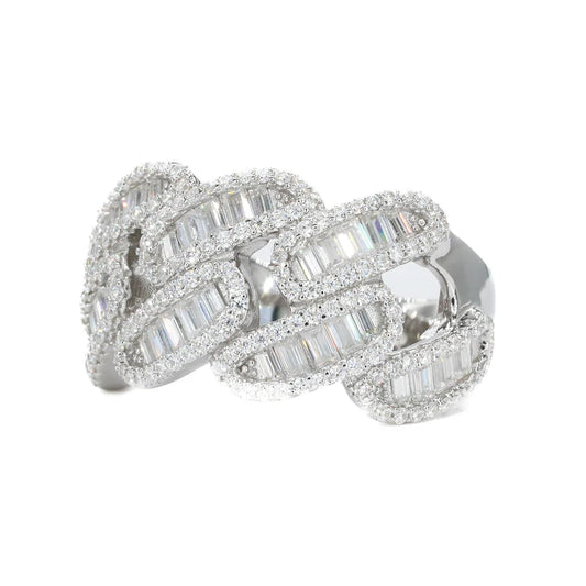 VVS Moissanite Miami Baguette Cuban Ring