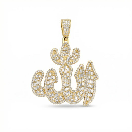 VVS Moissanite Allah Baguette Cut Pendant