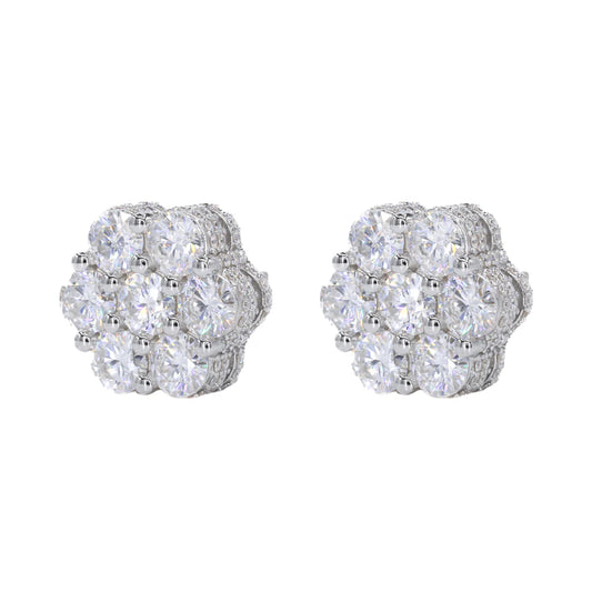 VVS Moissanite Big Stone Flower Earrings