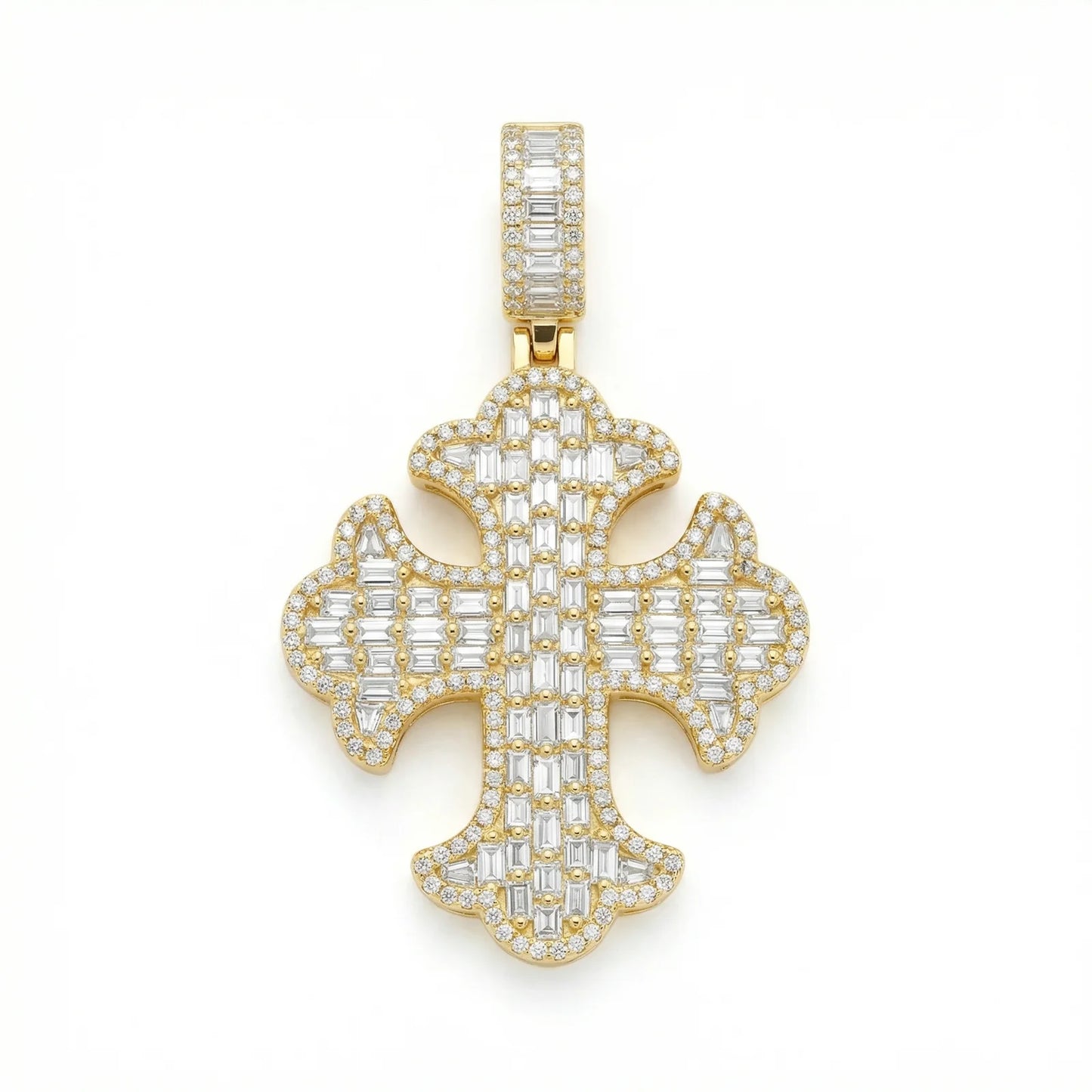 VVS Moissanite Emerald Cut Cross Pendant