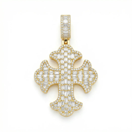 VVS Moissanite Emerald Cut Cross Pendant