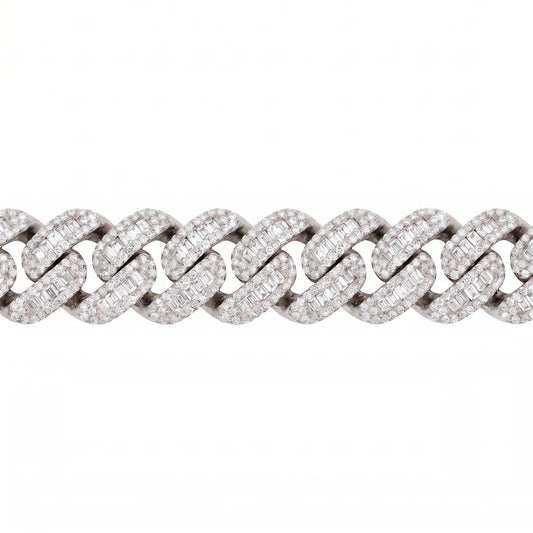VVS Moissanite 16mm Emerald Cut Cuban Link Bracelet