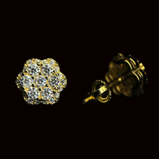 10mm VVS Layered Flower Cluster Earrings