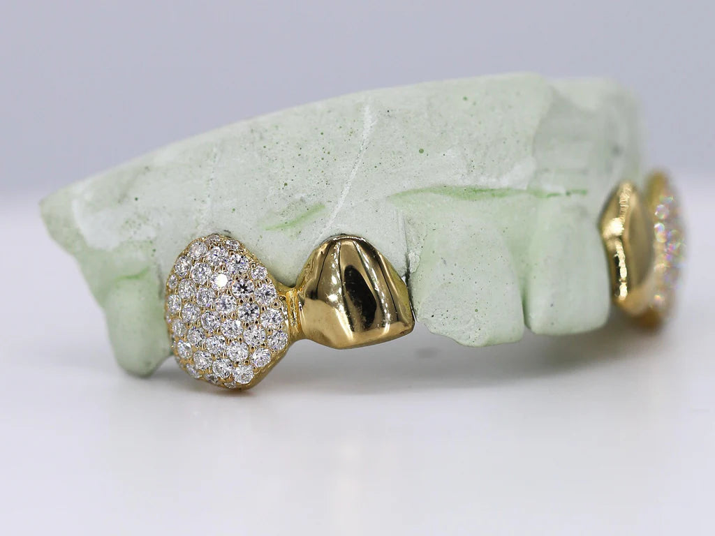 2 Teeth VVS Moissanite Solid End Grillz