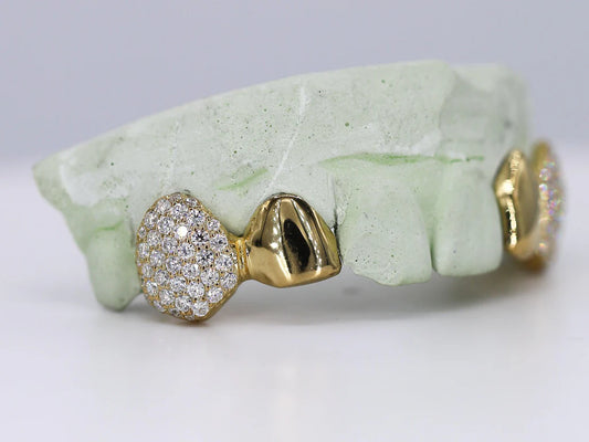 2 Teeth VVS Moissanite Solid End Grillz