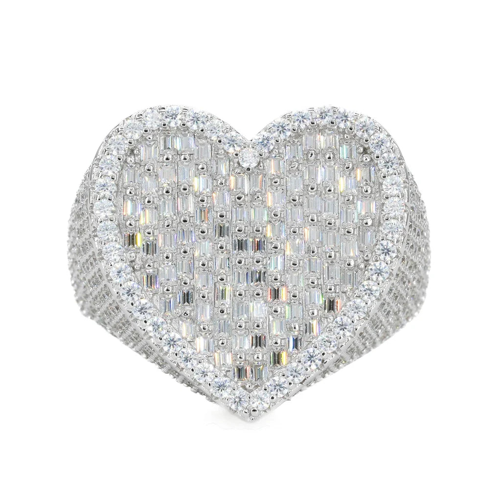 VVS Moissanite Baguette Heart Ring