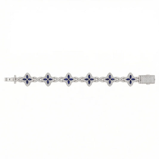 VVS Moissanite Blue Clover Infinity Link Bracelet
