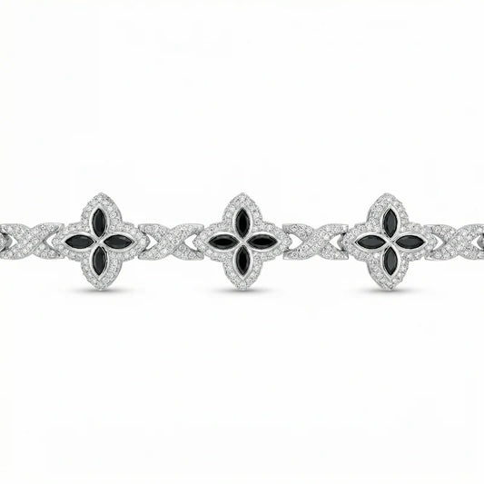VVS Moissanite Black Clover Infinity Link Bracelet