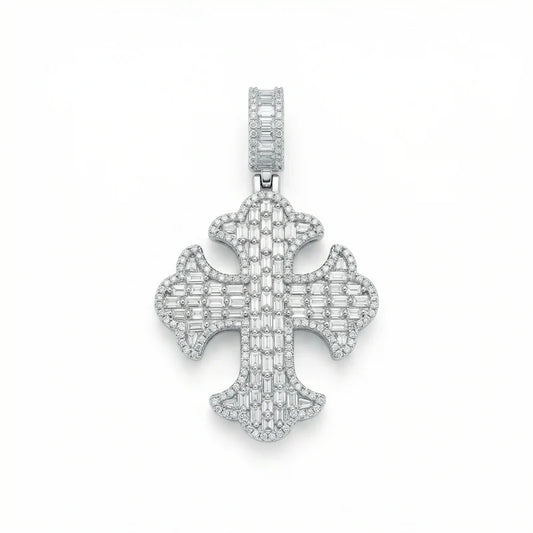 VVS Moissanite Emerald Cut Cross Pendant