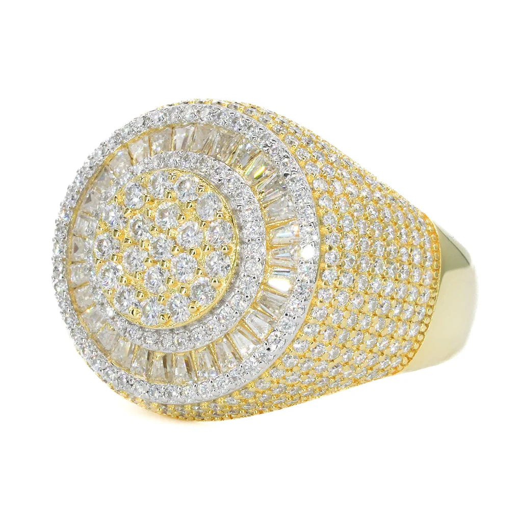 VVS Moissanite Baguette Round Face Ring