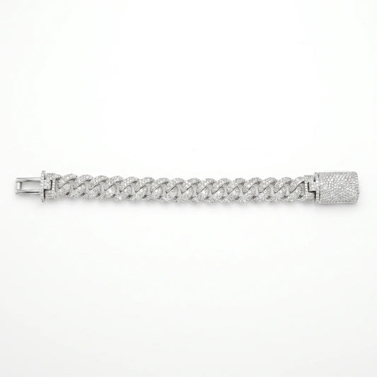 VVS Moissanite 16mm Flawless Mosaic Setting Cuban Bracelet