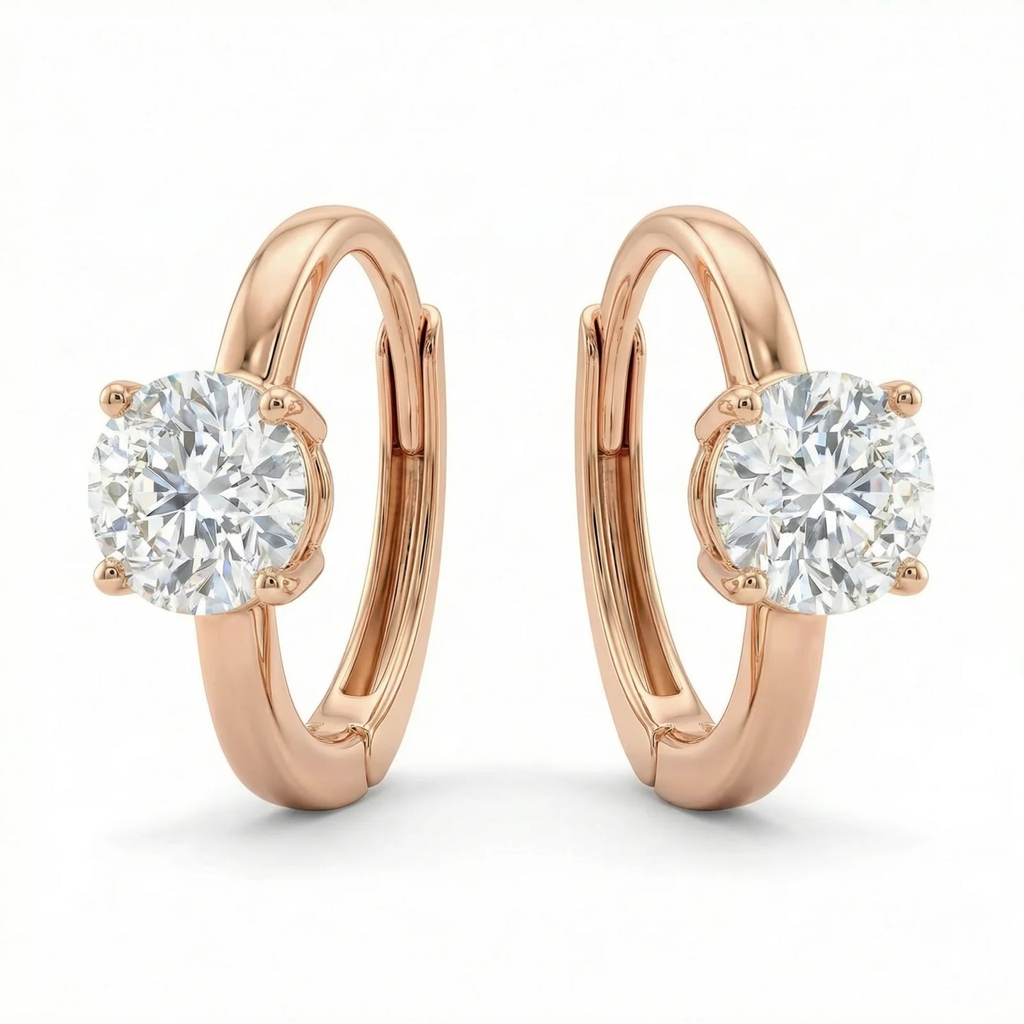 VVS Moissanite Solitaire Hoop Earrings