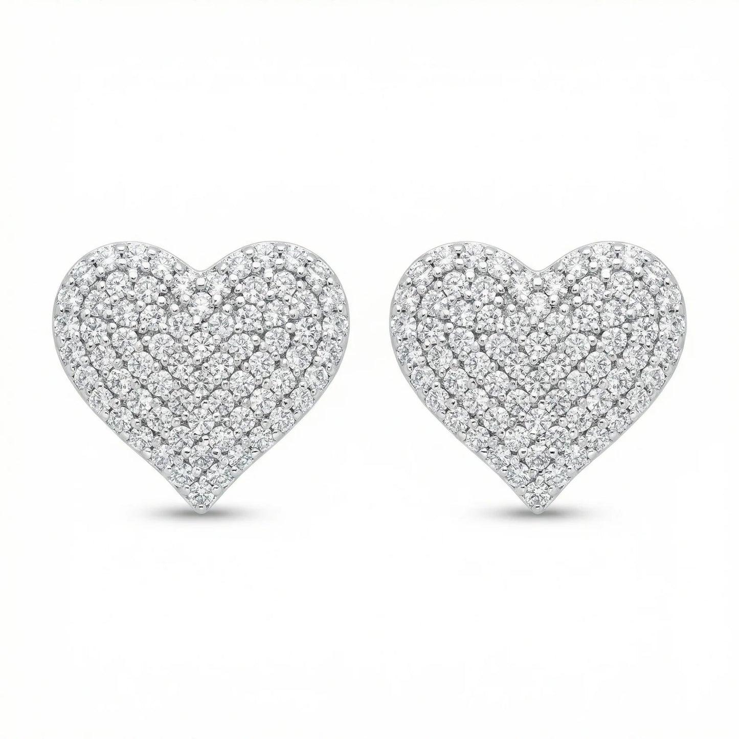 VVS Moissanite Diamond Heart Flower Set Studs Earrings
