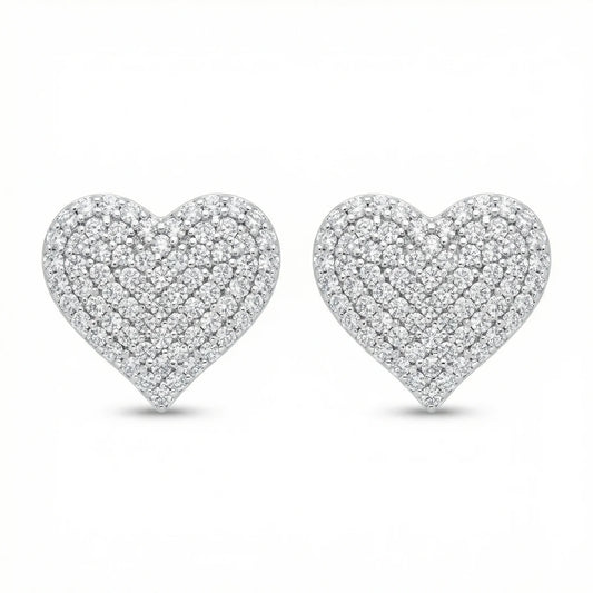 VVS Moissanite Diamond Heart Flower Set Studs Earrings