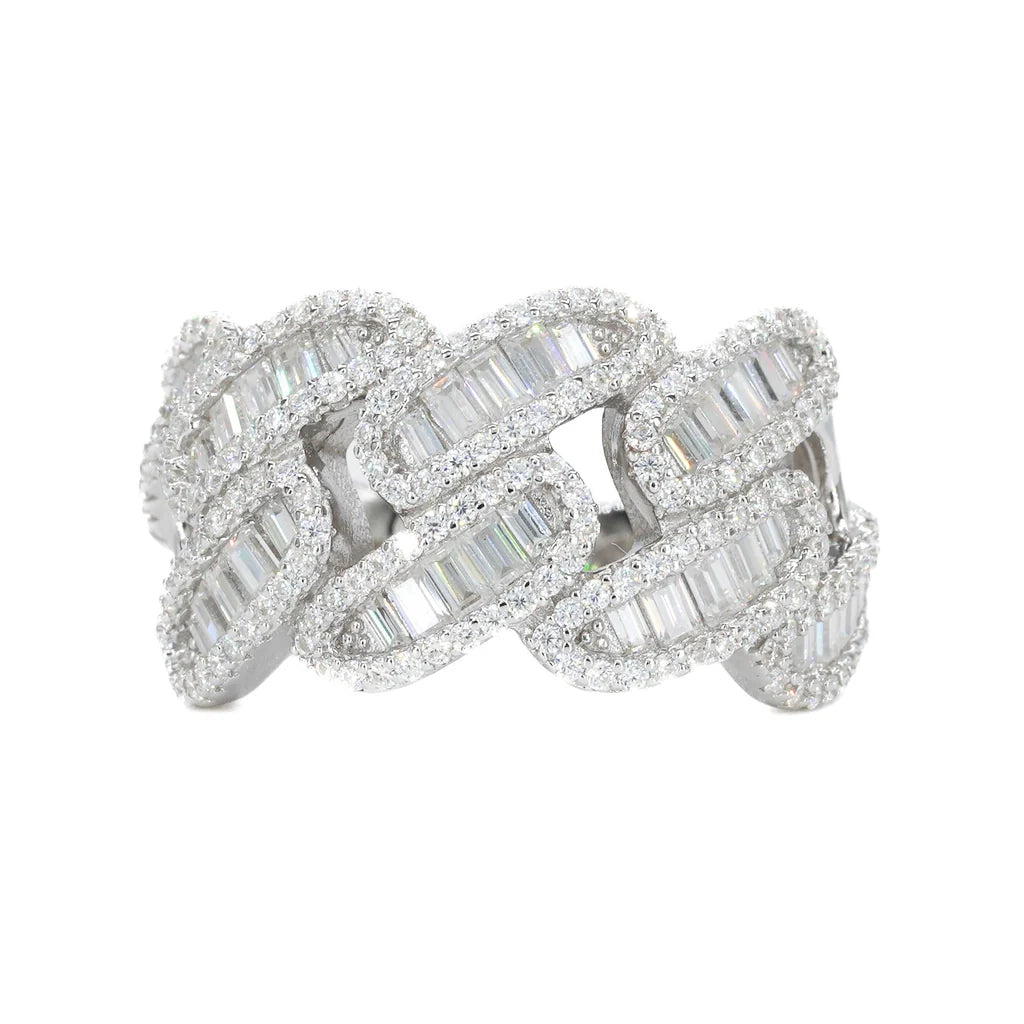 VVS Moissanite Miami Baguette Cuban Ring