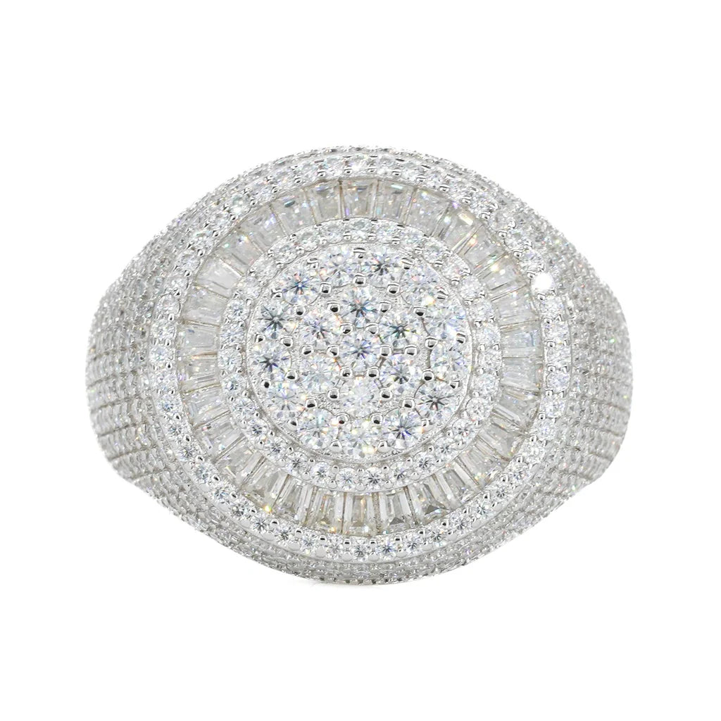 VVS Moissanite Baguette Round Face Ring
