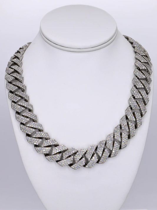18mm VVS Moissanite 3 Row Cuban Chain - 24”