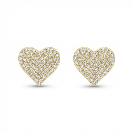 VVS Moissanite Diamond Heart Flower Set Studs Earrings