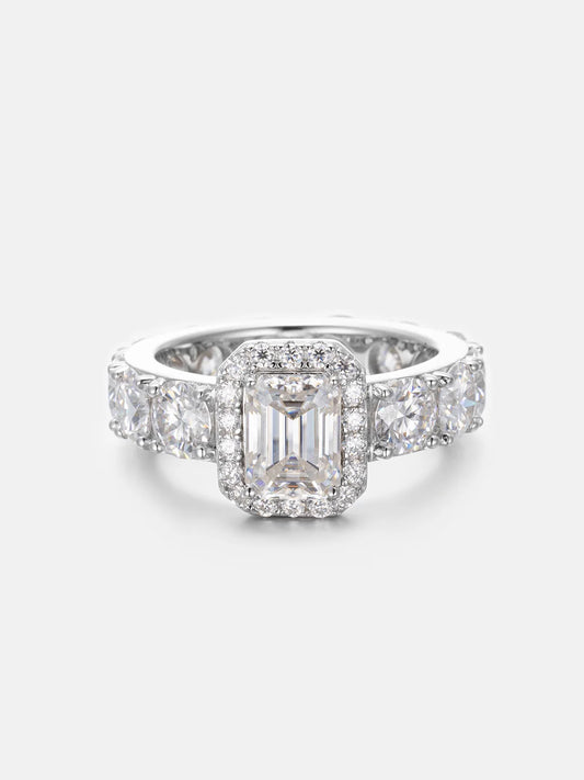 VVS Emerald Cut Halo Engagement Ring