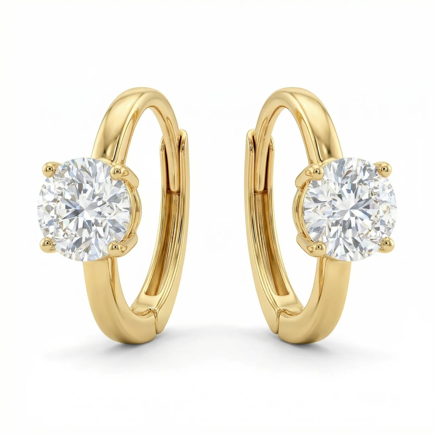 VVS Moissanite Solitaire Hoop Earrings