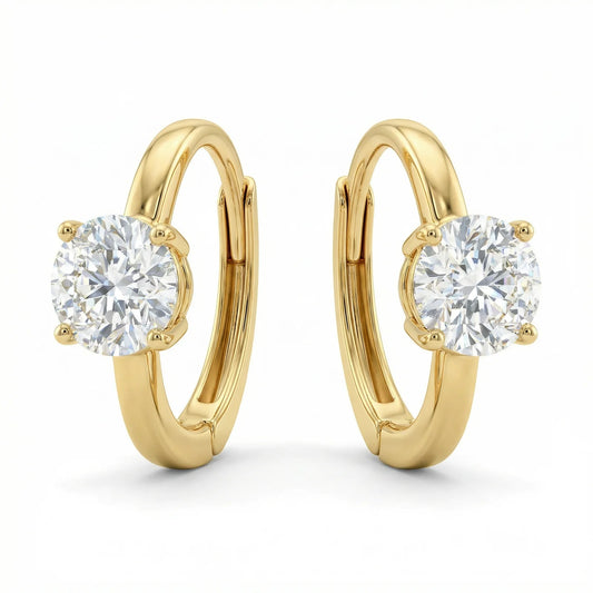 VVS Moissanite Solitaire Hoop Earrings