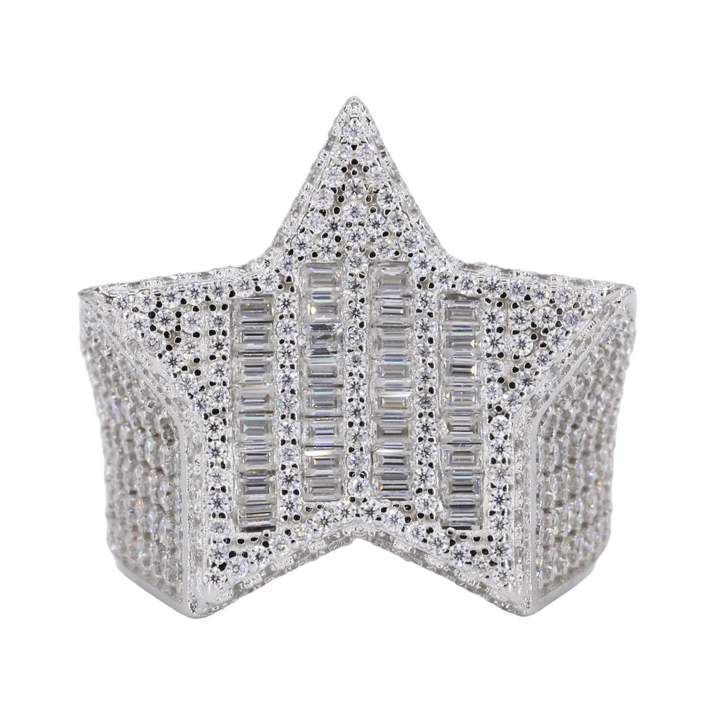 VVS Moissanite Baguette Star Ring