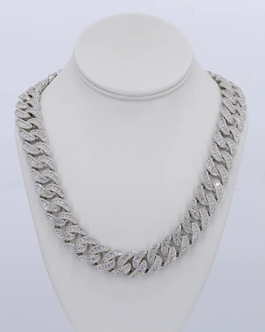 18mm VVS Moissanite Honeymoon Set Cuban Chain - 22”