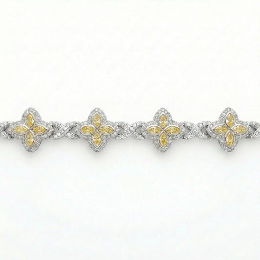 VVS Moissanite Yellow Clover Link Bracelet