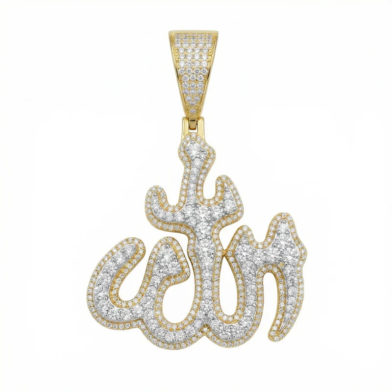 VVS Moissanite Allah Round Cut Pendant