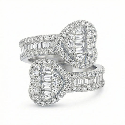 VVS Moissanite Heart Shaped Baguette Ring