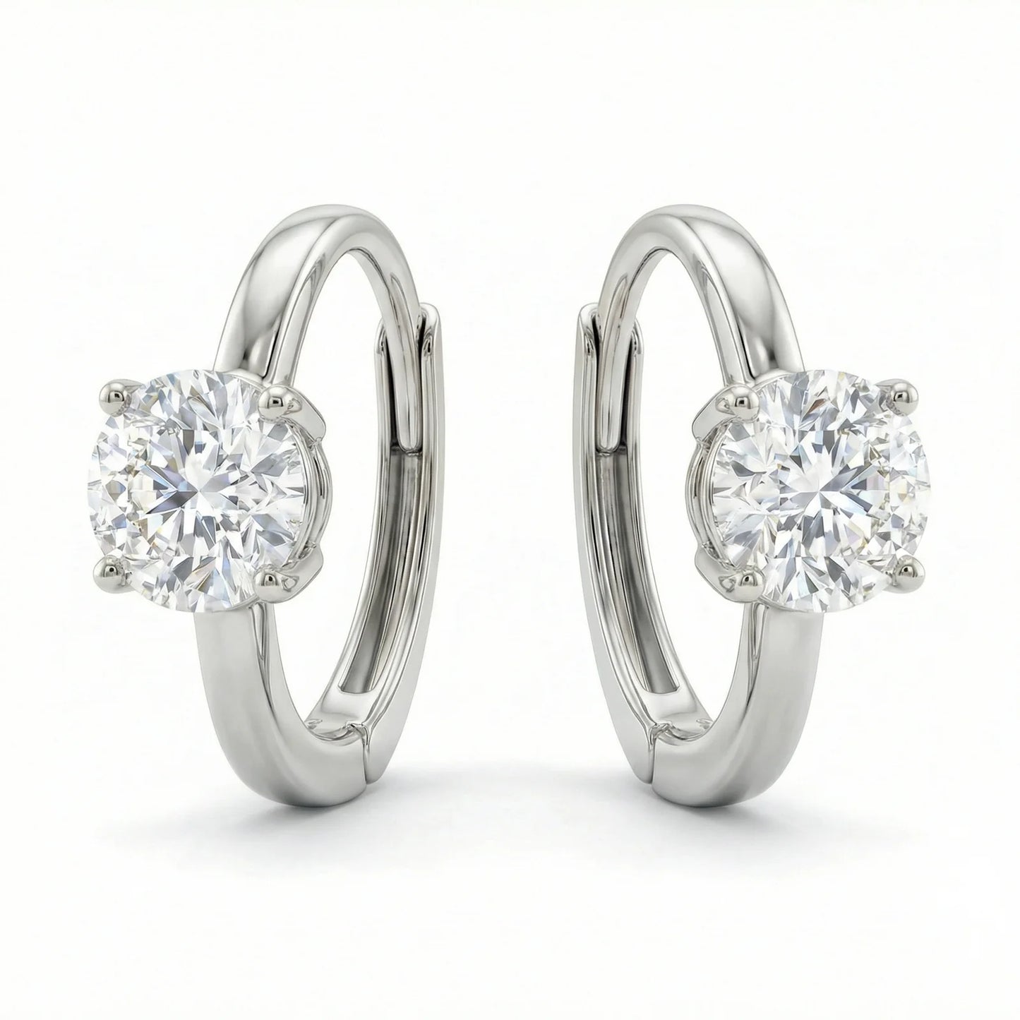 VVS Moissanite Solitaire Hoop Earrings