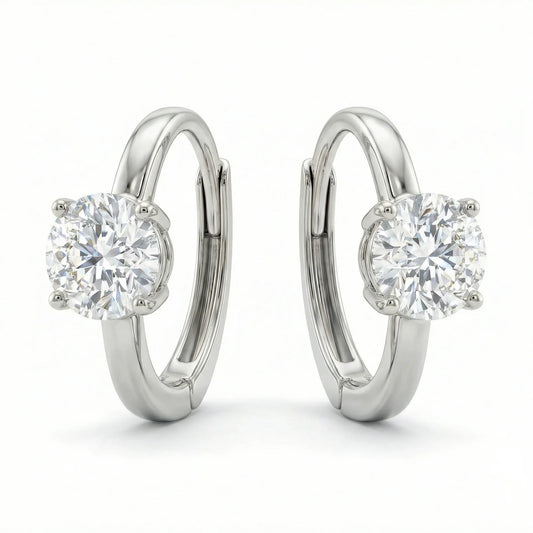 VVS Moissanite Solitaire Hoop Earrings